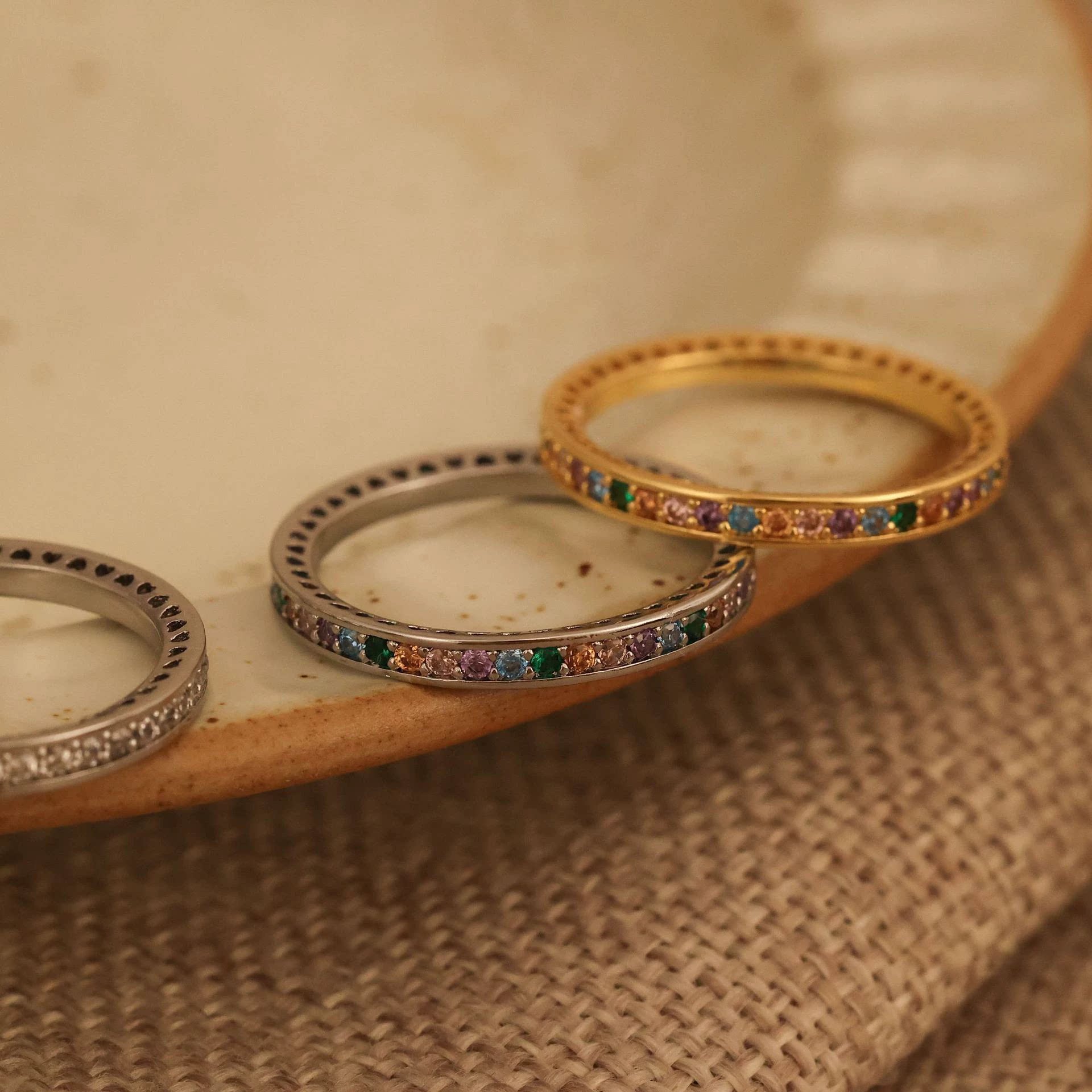 Classic Simple Color Ring AAA Rainbow Mini Crystal Wedding R图片