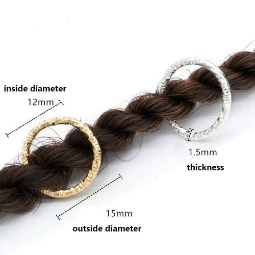 50PCS Metal African Hair Rings Beads Cuffs Tubes Charms Drea