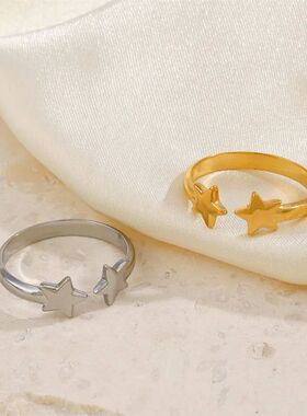 316L Stainless Steel Cute Five Point Star Open Ring for Wome