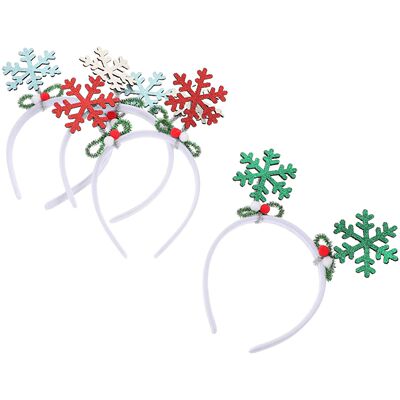 4pcs Christmas Snowflake Headbands Glitter Winter Party Hair