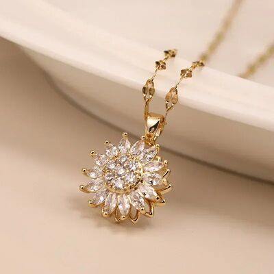 Double-layer Rotatable Sunflower Necklaces For Women Girl Ch