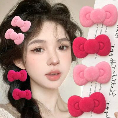 1/3pcs Girl Cartoon Small Hairpins New Cute Velvet Bowknot H