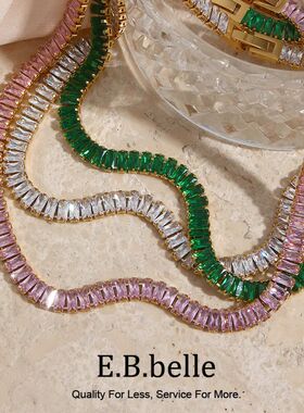 Luxury Christmas Jewelry Gift For Ladies Square Tennis Chain