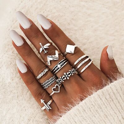 Heart rings for women boho jewelry sets couple gift