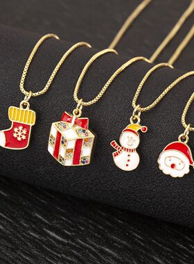 Fawn/Snowman/Small Bell/Socks Shape Pendant Necklace For Wom