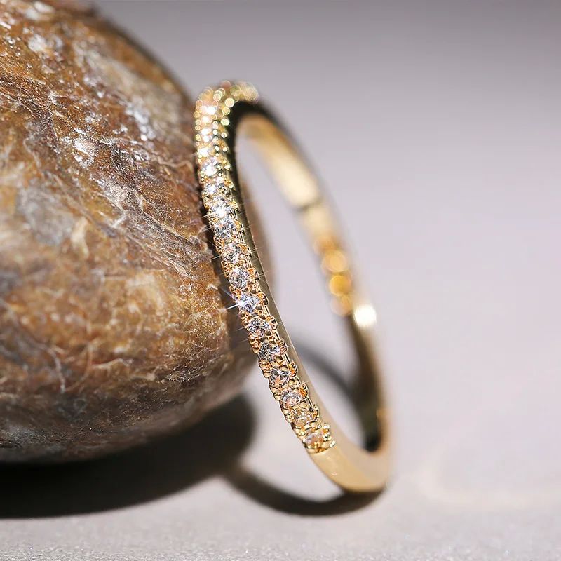 New Minimalist Thin Rings for Women Wedding Brilliant Cubic