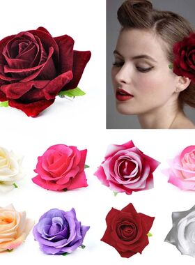 Women Velvet Cloth Rose Hair Clip Simulation Artificial Flow
