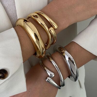 3 Styles Vintage Hip Hop Metal Cuff Bangles Punk Gold Silver