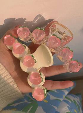 Internet celebrity girl transparent pink peach clip spring a