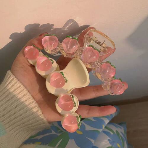 Internet celebrity girl transparent pink peach clip spring a