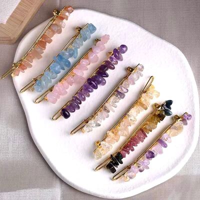 Geometric Hair Barrettes Natural Cystal Hairpin Beaded Ameth
