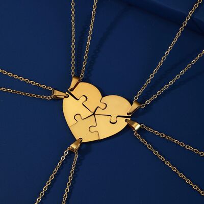 Love Puzzle Pendant Necklace for Women Silver Color Stainles