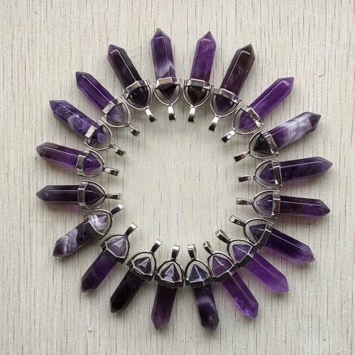 Fashion Natural Amethyst stone crystal pillar Hexagonal heal