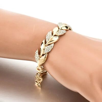 Luxury Gold Color Leaf couple Bracelets for Women men Charm