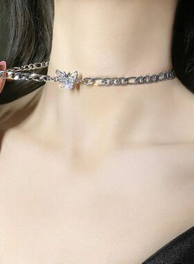 Zircon Butterfly Pendant Choker Light Luxury Aesthetic Niche