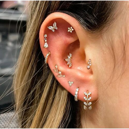 Stainless Steel Ear Piercing Stud Earring Helix Tragus Flat