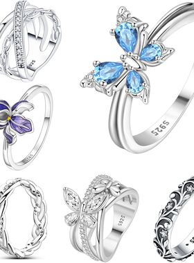 Blue Butterfly Insect Closed Ring For Women Original Finger
