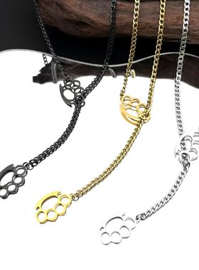 Hiphop Knuckle Duster Curb Chain For Women Men Stainless Ste