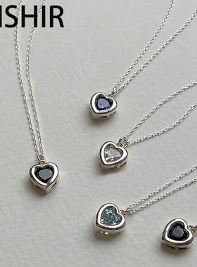 Love Heart Colorful Zircon Pendant Necklace for Women Simple