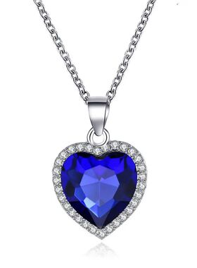 Fashion Love Wedding Blue Crystal Women's Necklace Titanic H