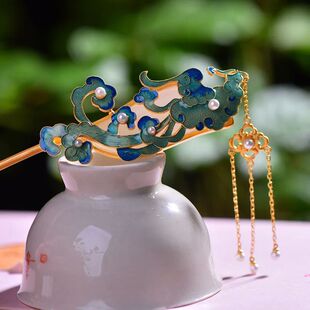 pearl access Enamel cloud style hanfu Court auspicious tiara