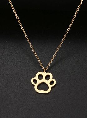 Gold Color Cute Animal Footprints Dog Cat Footprints Paw Nec
