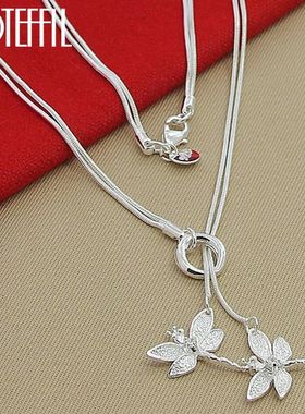 Two Dragonfly Pendant Necklace For Women Snake Chain Necklac