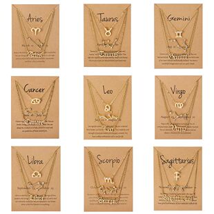 3Pcs Necklace Zodiac Sign Pendant Women Horoscope Set For