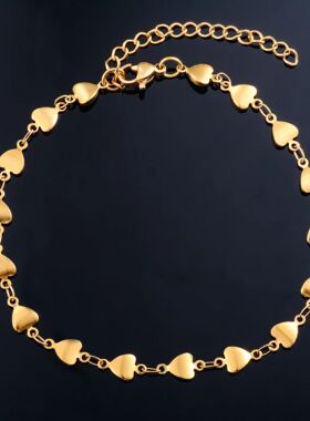 Dainty Heart Link Chain Bracelet for Women Stainless Steel H