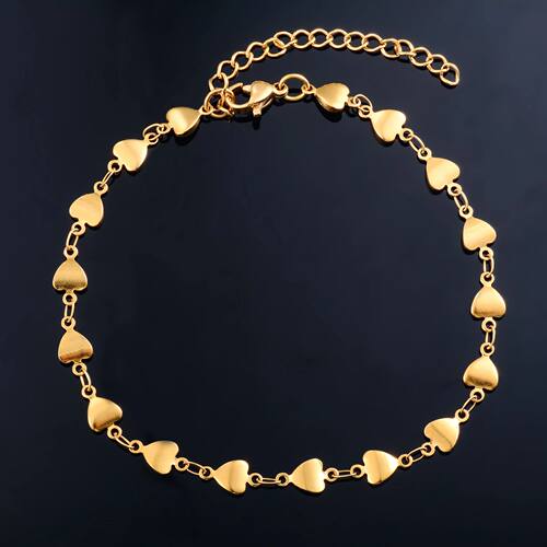 Dainty Heart Link Chain Bracelet for Women Stainless Steel H