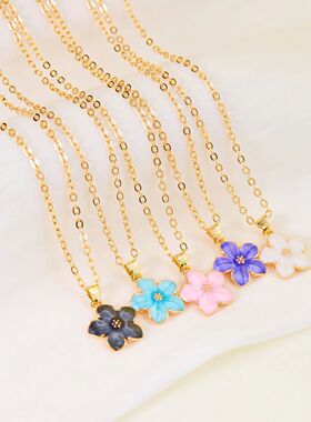 New Flower Pendant Necklace for Women Romantic Cherry Blosso