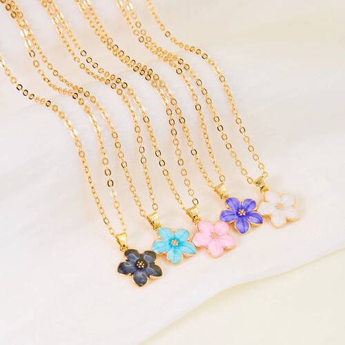 New Flower Pendant Necklace for Women Romantic Cherry Blosso