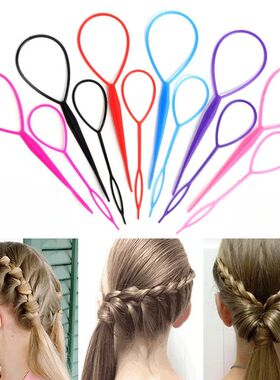 Popular 2Pc Ponytail Creator Plastic Loop Styling Tools Blac