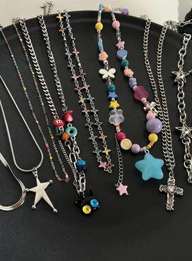 Stainless Steel Beads Hip Hop Pendant Chain Necklace For Wom