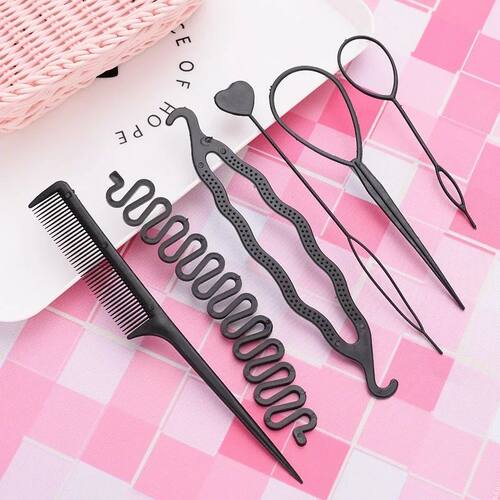 4-6Pcs/Set Black Basic Styling Tool Braid Hairstyle Twist Do