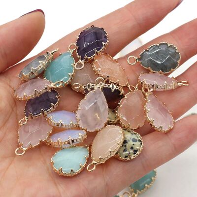 Natural Stone Faceted Amethysts Pendants Water drop shape Ch
