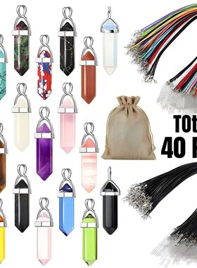 40PCS/30PCS Hexagonal Chakra Synthetic Crystal Pendant Point