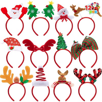 12 Packs Christmas Headbands with Assorted Design Christmas