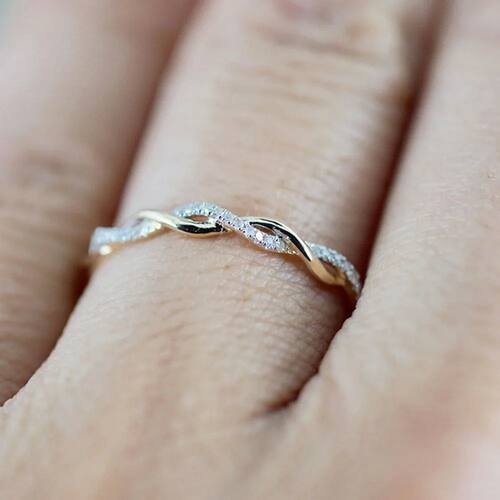 Rose Gold Color Twist Classical Cubic Zirconia Wedding Engag