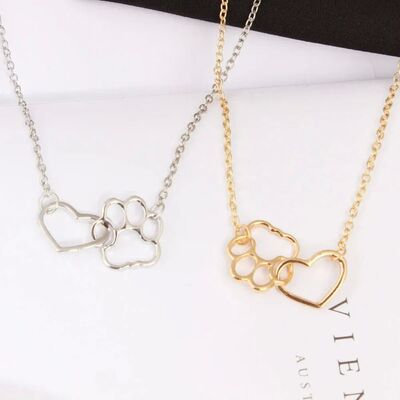 Hollow Pet Paw Footprint Necklaces Cute Animal Dog Cat Love