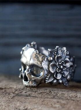 New Gothic Flower Sugar Skull Ring for Men and Women New Hip