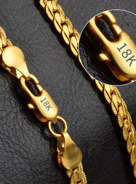 18K Gold/Silver Color 6mm Full Sideways Necklace 8/18/20/24