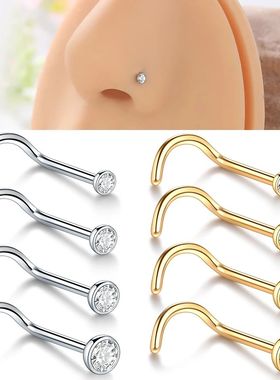 1Pc/10Pcs G23 Titanium Zircon Nose Screw Piercing Nose Stud
