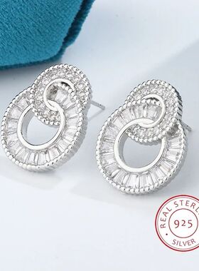 Classic Silver Earrings for Women Hoop Earrings Zircon Jewel