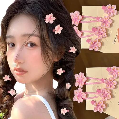 2/5pcs Sweet Super Immortal Pink Mini Sakura Hair Clips For