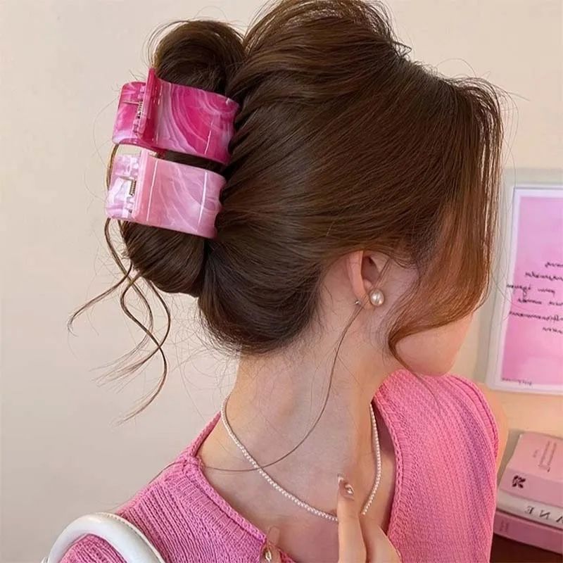 Korean Pink Blending Acetate Hair Claw Clips for Women Girls