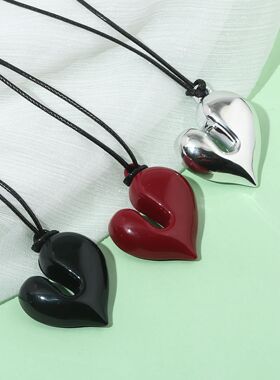 Irregular red heart Pendant Necklace vintage Aesthetic Love