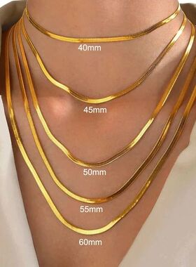 Gold Color Stainless Steel Snake Chain Necklace for Women Me