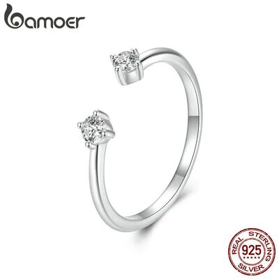Moissanite White Gold Plated Adjustable Ring Exquisite Open
