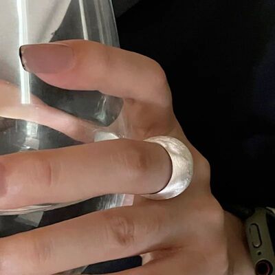 Silver Color Matte Brushed Surface Circular Open Ring For Wo